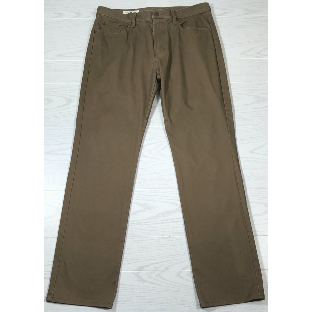 Onward Reserve Pants Size 35x32 Brown 5 Pocket Twill Straight Leg Stretch Preppy